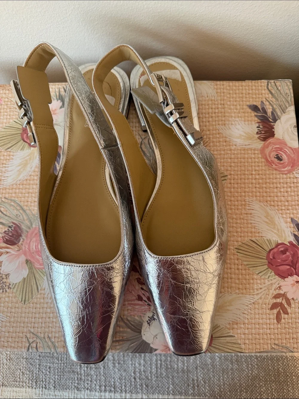 Michael Kors Silver Slingback Flats
